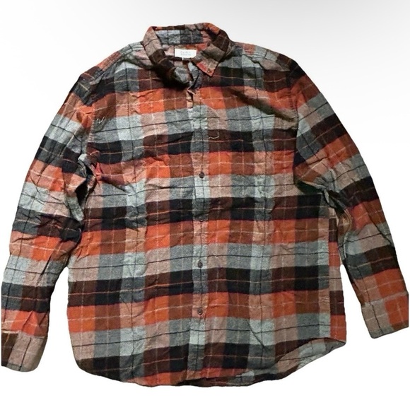 croft & barrow Other - Men’s Croft And Barrow Black Grey Orange Plaid Flannel Shirt Size Large